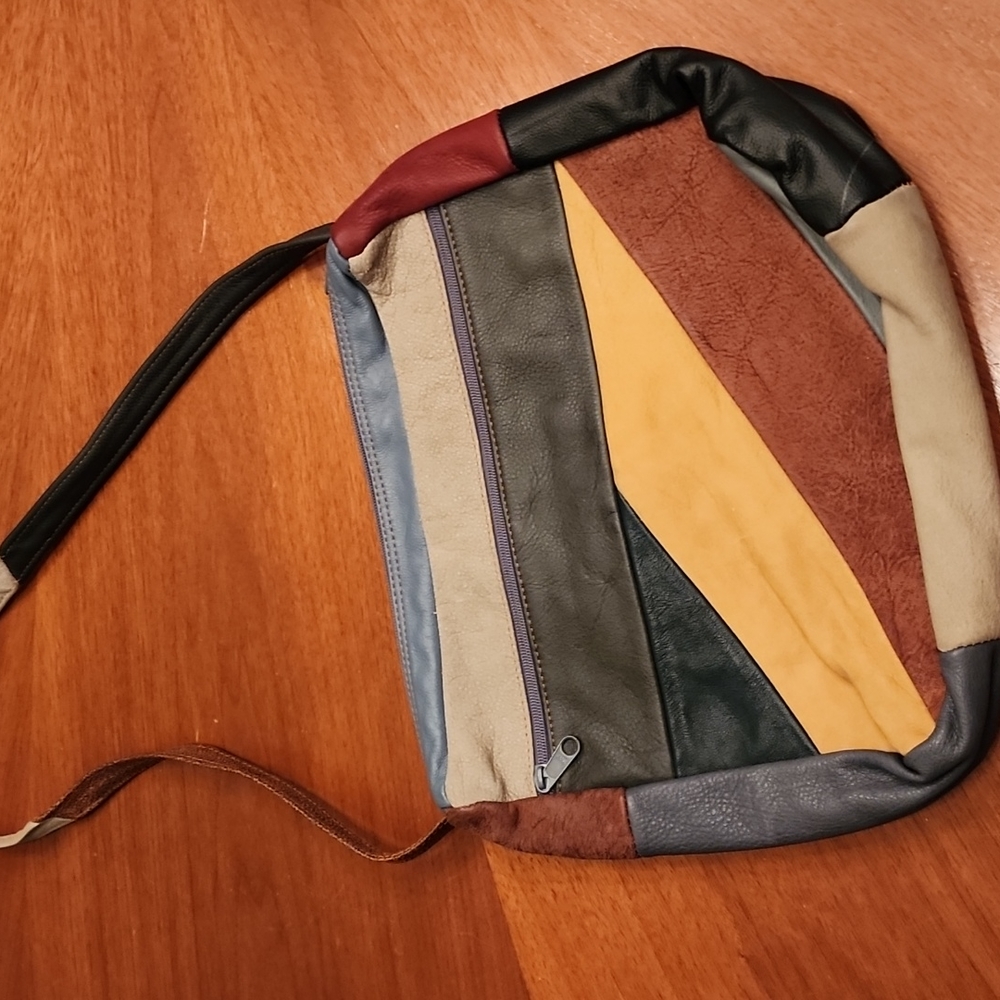 Made In Mexico Patchwork Leather Large Purse! Vin… - image 1